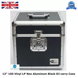 1 X NEO SCHWARZ Aluminium DJ Aufbewahrung Tragetasche für 100 LP Vinyl 12" Schallplatten ROBUST - Bild 1 von 5