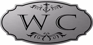 Edelstahl Farbe "WC" Wasser Schrank Maritim Türschild - Kostenloser Versand - Bild 1 von 1