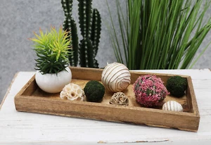 Holz Kerzen Tablett eckig - 2 Größen - Mango Tisch Deko Teller Servier Schale - Bild 1 von 3