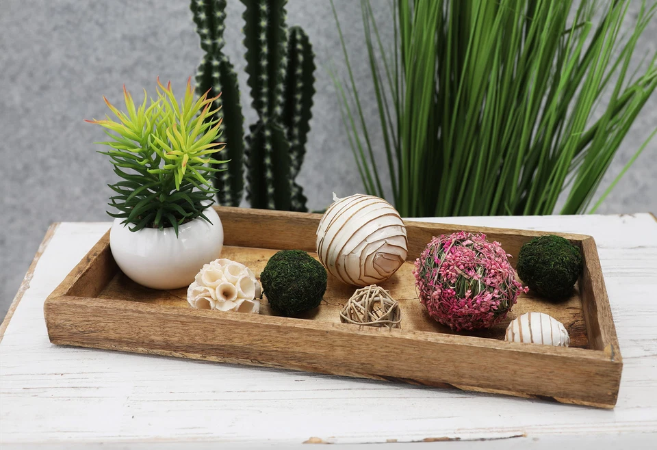 Holz Kerzen Tablett eckig - 2 Größen - Mango Tisch Deko Teller Servier Schale - Bild 1 von 1