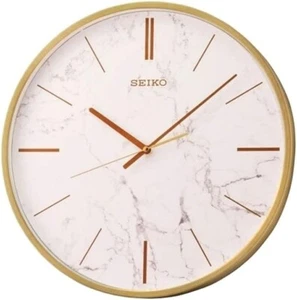 NEW SEIKO  16 "ROUND GOLD METALLIC  WALL CLOCK  QXA760GLH - Picture 1 of 1