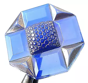 Art Deco Opal-ly Blue Glass Octagon Antique Button - Picture 1 of 4