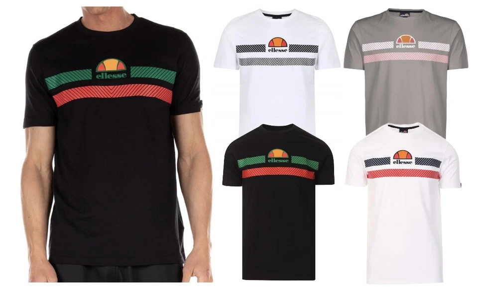 Ellesse Men's Glisent Retro 80s T-shirt Sport Tee Cotton Semi-Palla Top XS - 4XL - Image 1 of 1