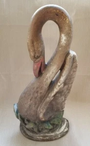 Antique English Swan Cast Iron Door Porter, Rare - Picture 1 of 8