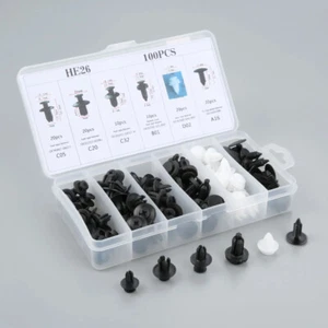 100X Car Body Bumper Rivet Retainer Molding Push Pin Clip Assortments Trim - Foto 1 di 12