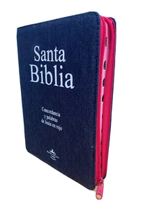 Biblia Tela Jean Letra Gigante 14 puntos Reina Valera 1960 fucsia con indice - Picture 1 of 7