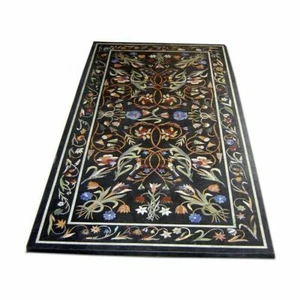 6'x3' black Marble Dining Coffee Center Table Top inlay Mosaic decor office - Picture 1 of 3