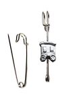 FT251 Steam Train Carriage 1.6x1.7cm Pewter Scarf Kilt Pin Pewter 3" 7.5 cm