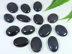 277Cts. Natural Black Onyx Oval Cabochon Loose Gemstone 14Pcs Lot 20-26MM g802 - Picture 1 of 9