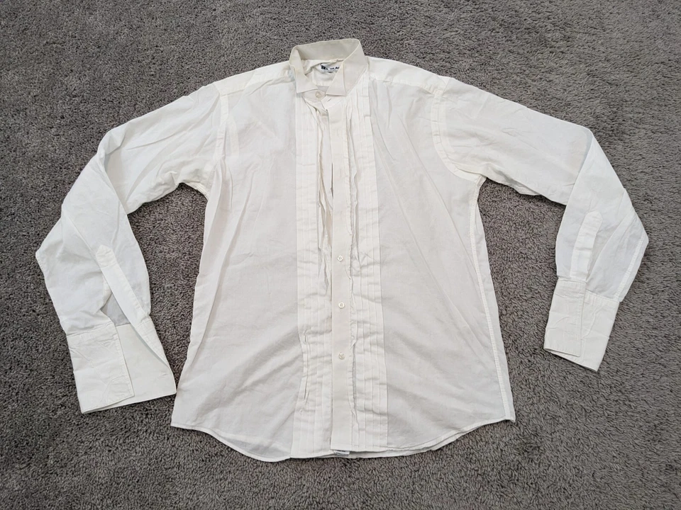Bill Blass Tuxedo Shirt Mens 15.5/35 White Button Up French Cuff Made in USA - Image 1 of 4