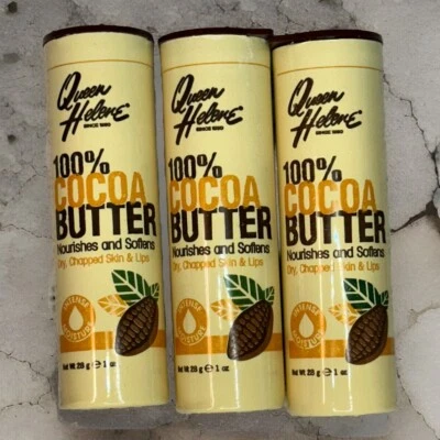 Lote de 3 barras Queen Helene 100 % manteca de cacao para piel y labios secos y agrietados, 1 oz Foto 1 de 3