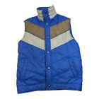 Vintage Vest Ski Puffer Striped Mens S Button Snap 70s Vintage Blue Craig Noble