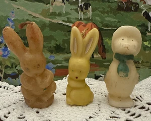 Vintage Ostern GURLEY Kerzen 3 Stück Hase Hasen Ente - Bild 1 von 14