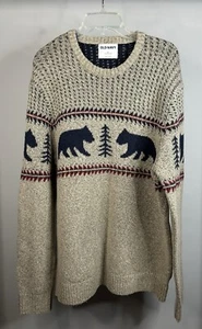 Old Navy Cozy Fair Isle Crewneck Bear Sweater Men’s Size Large - Picture 1 of 3