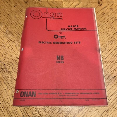 Vintage ONAN NB Series Generator GenSet Major Service Manual - Image 1 of 4