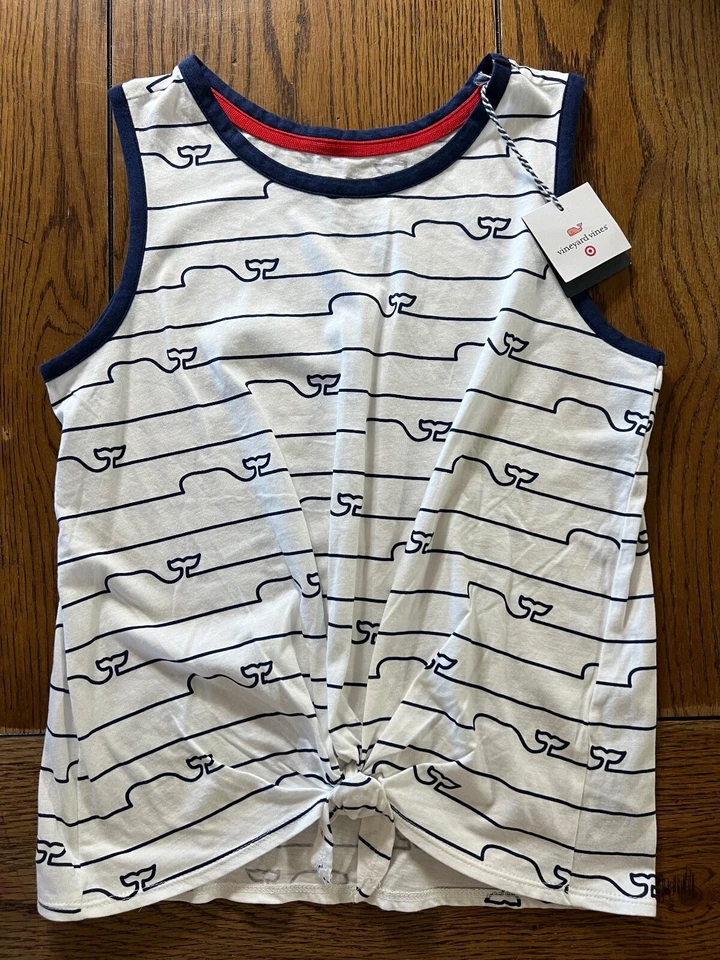 NWT Vineyard Vines for Target White Whale Knot Top Girl Sleeveless Shirt L 10-12 - Image 1 of 1