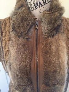 NWT DANA STEIN RABBIT FUR VEST SIZE L - Picture 1 of 7