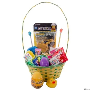 Boy Construction Building Block Toys 108pc Filled Easter Basket Gift Set, Yellow - Picture 1 of 3