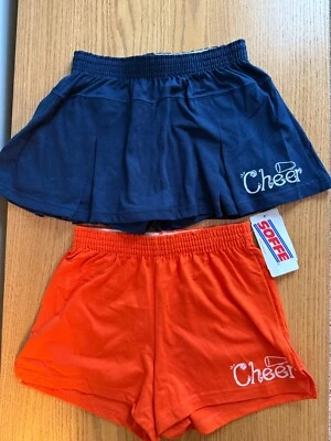 NUEVO Lote de 2 Pantalones Cortos Soffe Naranja y Skort Azul Marino Cheer Youth XL Foto 1 de 4