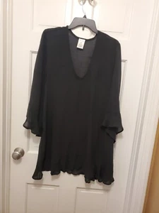 Anne Cole Flounce Tunic Swimsuit Coverup Black Women's Size XS/S - Picture 1 of 10