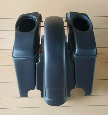 Alforjas estiradas de 4", guardabarros trasero y tapas de 6x9 para Harley Davidson 89-2008 Foto 1 de 3