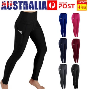 Women High Waist Yoga Pants Sports Leggings Pockets Gym Running Fitness Trousers - Picture 1 of 20
