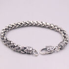 Real 925 Sterling Silver Bracelet Women Men 7mm Vintage Twist Rope Link 7.87inch