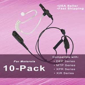 [10-PACK] Acoustic Earpiece w/ PTT Mic for Motorola Radios XPR3300, XPR3500e, R5 - Picture 1 of 15