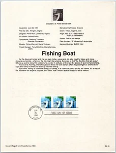 USPS SOUVENIR PAGE FISHING BOAT AT PIER 19c COIL STRIP OF (3) 1994 - Picture 1 of 1