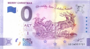 0 Euro Schein Merry Christmas 1 · Frohe Weihnachten · Souvenir o Null € Banknote - Bild 1 von 2