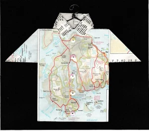 Origami Map Shirt Maine, Acadia Nat'l Pk, Southwest Harbor, Northeast Harbor - Bild 1 von 2