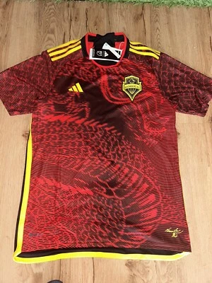 ADIDAS MENS SEATTLE SOUNDERS FC X BRUCE LEE AWAY REPLICA JERSEY SIZE XL SLIM FIT - Image 1 of 4