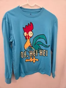 Disney Moana Hei Hei Chicken Blue Long Sleeve T-Shirt Unisex Size S Graphic - Picture 1 of 2