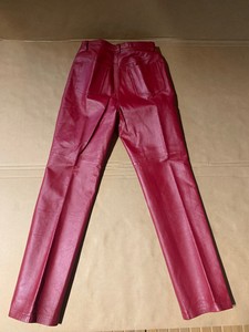 VINTAGE, REAL GENUINE LEATHER RED PANTS, NEWPORT NEWS  Easy Style Size 12T