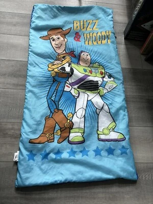 Saco de dormir vintage Toy Story juvenil años 90 Disney camping Woody & Buzz 29” x 56” Foto 1 de 3