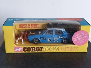 Corgi Toys 302 Hillman Hunter With Kangaroo Rally modellino veicolo IMBALLO ORIGINALE 1:43 - Foto 1 di 14