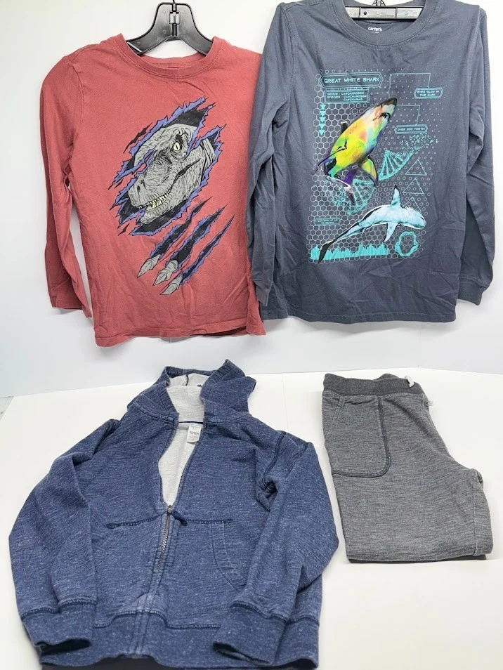 Carters/Osh Kosh Lote de 4 (2) T's Manga Larga, Cremallera Pp Sudadera con Capucha, Joggers Talla 12 Foto 1 de 4