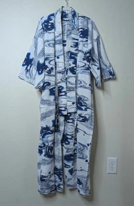 Vintage japanischer INDIGO Kimono Morgenmantel Damen S/M Baumwolle OHNE GÜRTEL Festival C4 - Bild 1 von 12