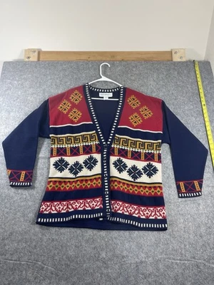 Cárdigan Suéter Vintage Años 90 Norton McNaughton Azul Marino Talla Grande Foto 1 de 4