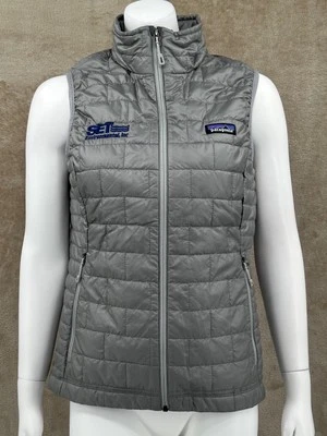 Chaqueta Patagonia Mujer Gris Medio Nano Puff Chaleco Primaloft Acolchado Cremallera Exterior Foto 1 de 4