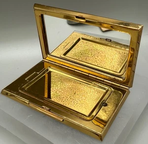 Vintage Henriette Compact USA goldfarben Spiegel Waschtisch Puderdose S. M. Mono - Bild 1 von 7
