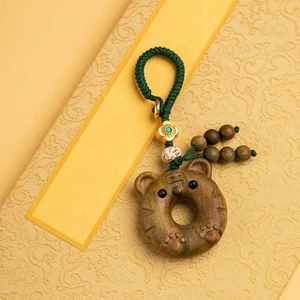 Cute Tiger Lucky Tiger Keychain Chinese Zodiac Tiger Wooden Bag Pendant Gifts - Picture 1 of 10