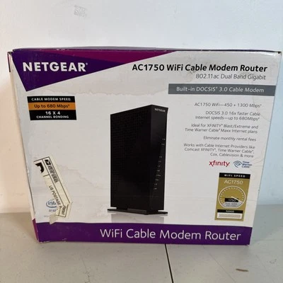 NETGEAR AC1750 Wifi Cable Modem Router Xfinity Dual Band Gigabit C6300  open box - Image 1 of 3