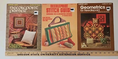 LOT OF 3 Leisure Arts BEGINNING NEEDLEPOINT Counted Canvas Instruction Booklets - Image 1 of 4