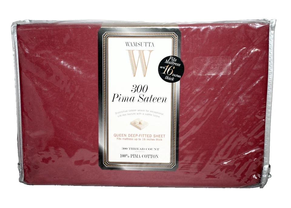 Sábana bajera WAMSUTTA Queen 300 Pima satén 300 TC rojo borgoña 137577 Foto 1 de 4