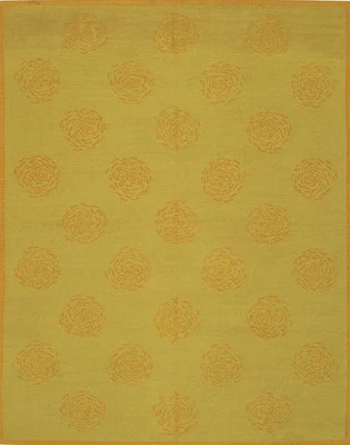 EORC Uniqe Design Yellow Sunburst Medallion Hand-Knotted Area Wool Area New Rug - Image 1 of 3