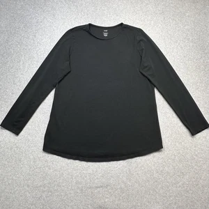 Pure Jill Long Sleeve Shirttail Tee Shirt Womens Medium Black Stretch Pima - Picture 1 of 10