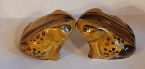 Brown Frog Toad Salt & Pepper  Shakers Amphibian Kitchen Decor - Picture 1 of 10