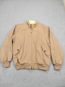Orvis Jacket Mens Medium Camel Wool Bomber Harrington Plaid Lined Full Zip - Picture 1 of 24