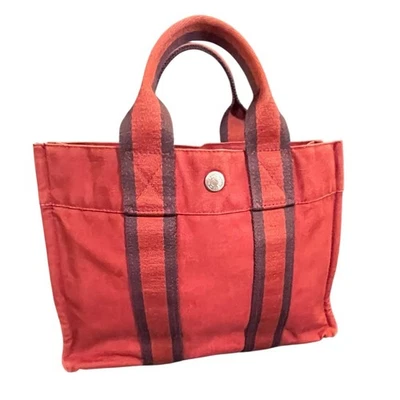 Hermès Red Canvas Fourre-Tout PM Tote Bag Retired 2006 - Image 1 of 4